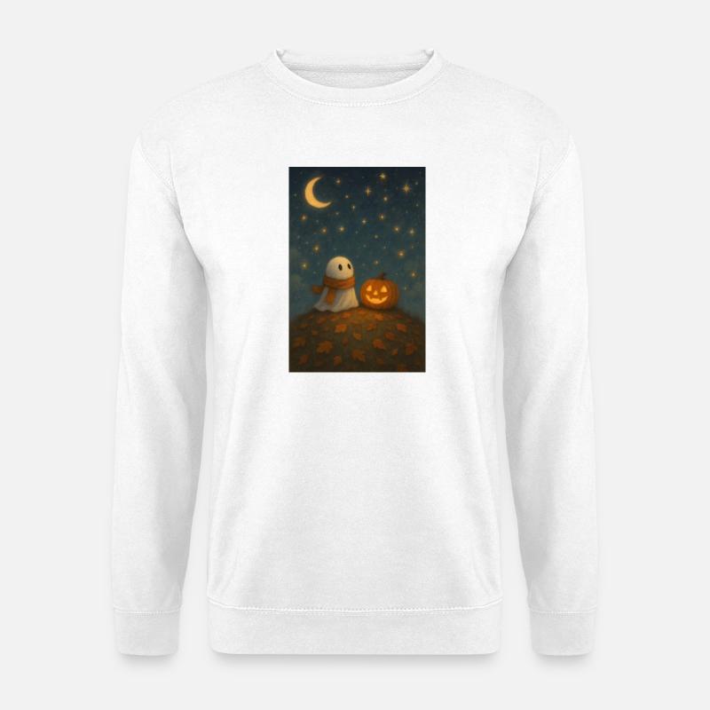 Halloween Ghost with Pumpkin - Unisex Sweatshirt - white
