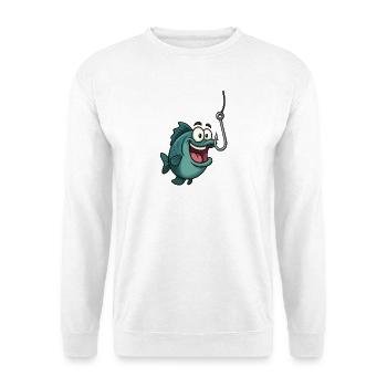 Poisson de dessin animé avec hameçon - Sweat-shirt Unisexe - blanc - Devant