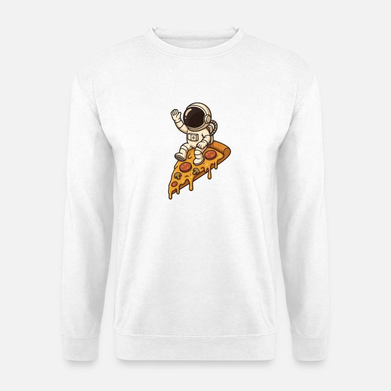 Weltraum-Astronaut auf Pizzaslice - Unisex Pullover - Weiß