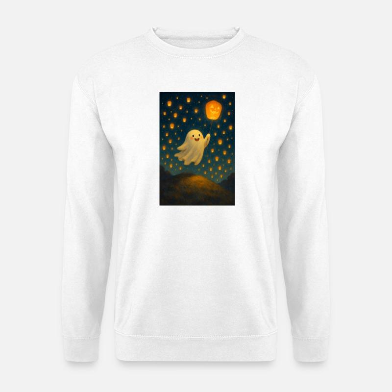 Geist mit Kürbislaterne - Unisex Pullover - Weiß