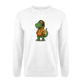 Dinosaur mit Kopfhörern und Hoodies - Unisex Pullover - Weiß - Vorne