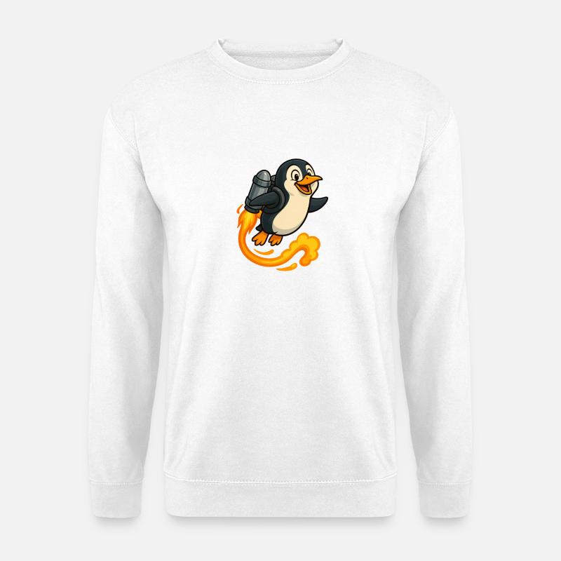 Playful Penguin Rocket Flight - Unisex Sweatshirt - white