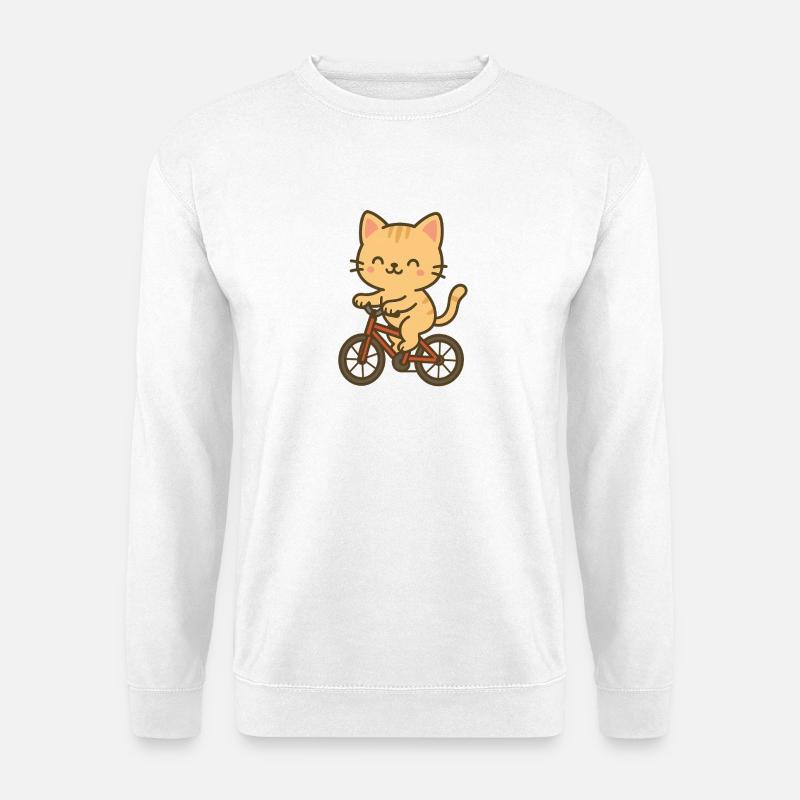 Cute kitten on bicycle - Unisex Sweatshirt - white