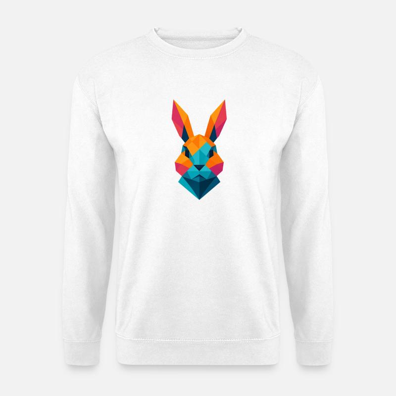 Rabbit | Bunny Head Print / Print / Design - Unisex Sweatshirt - white