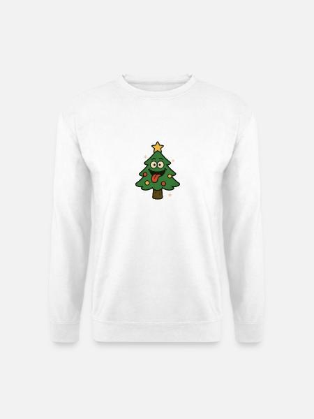 Funny Christmas tree with tongue - Unisex Sweatshirt - white