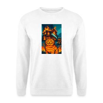 Lustige orangefarbene Katze, Feuerwache katzenartiges Inferno - Unisex Pullover - Weiß - Vorne