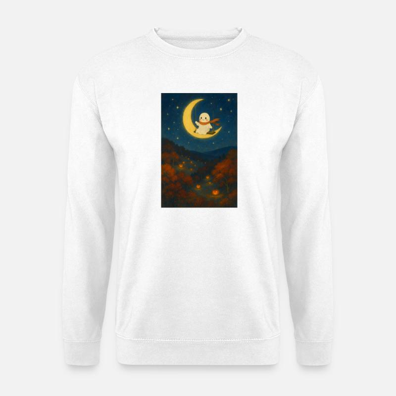 Halloween niedlicher Geist Mond - Unisex Pullover - Weiß