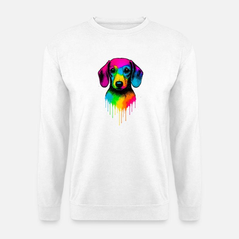 Rainbow Dachshund Drop Art - Unisex Sweatshirt - white