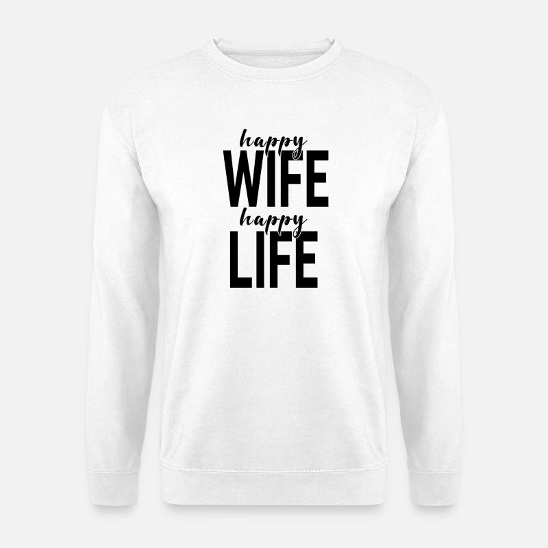 Happy Handlettering Doppelmotiv - Unisex Pullover - Weiß