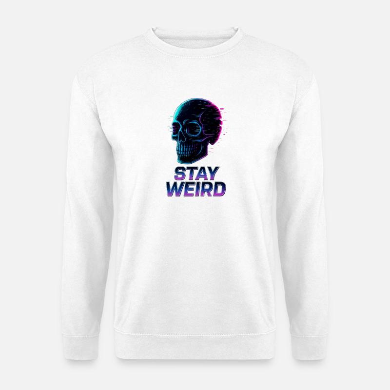 Stay Weird Neon Schädel - Unisex Pullover - Weiß