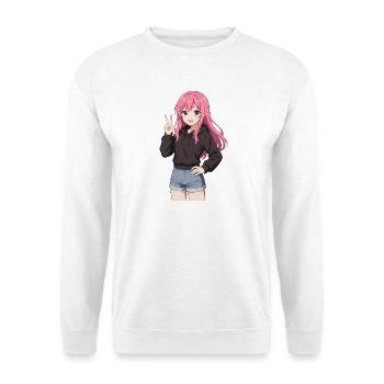 Fille d’anime avec sweat à capuche rose - Sweat-shirt Unisexe - blanc - Devant