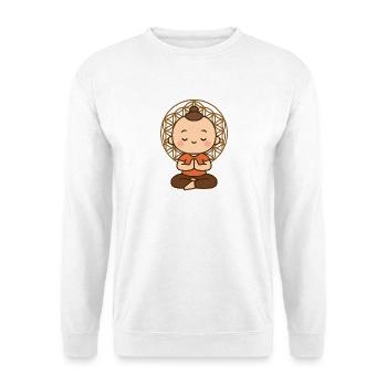 Meditation vor Lebensblume  - Unisex Pullover - Weiß - Vorne - Alina (178cm) & Michal (187cm)