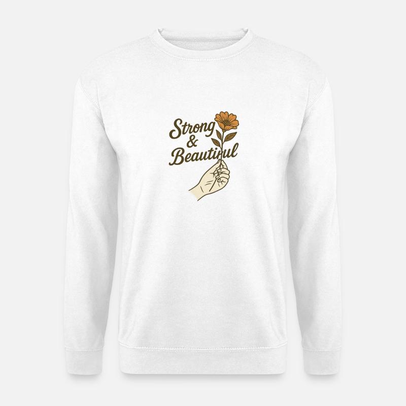 Stark & Schön - Empowerment Blumenmotiv - Unisex Pullover - Weiß