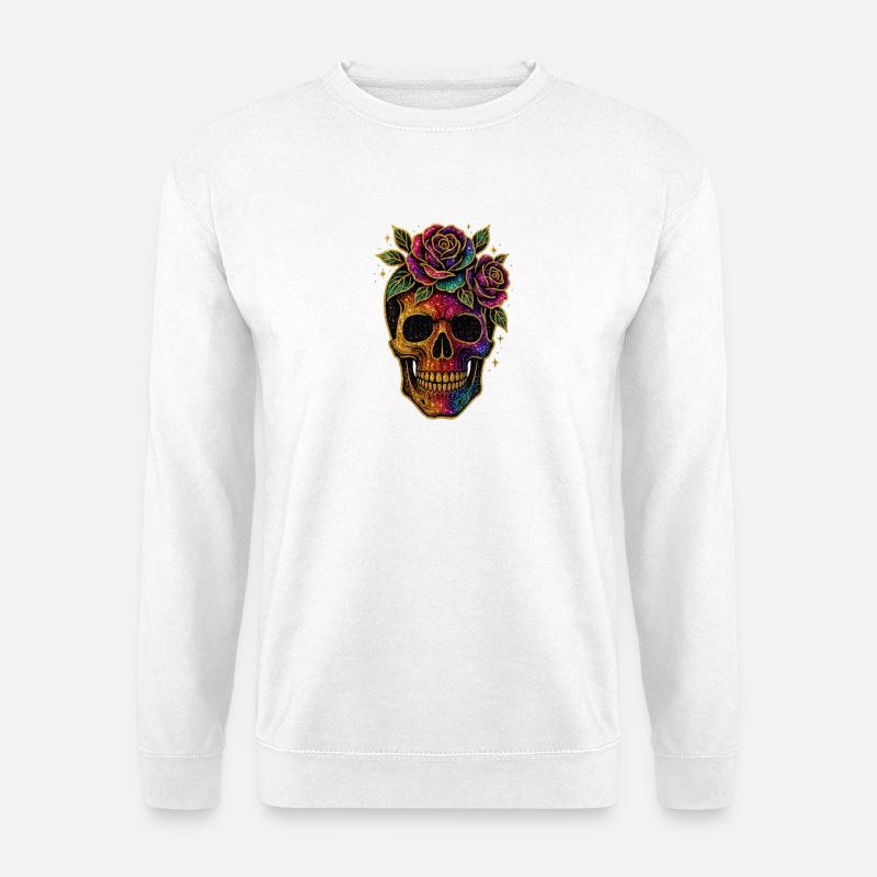 Galactic Skull with Roses Halloween - Unisex Sweatshirt - white
