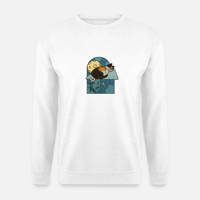 Chat endormi dans un vitrail - Sweat-shirt Unisexe - blanc