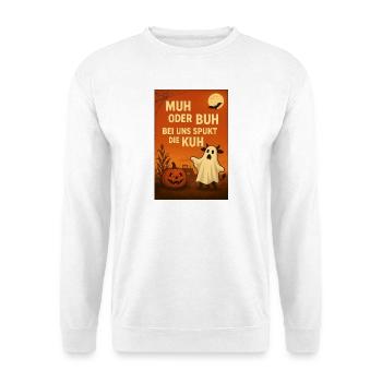 Spukkuh Halloween: MuH oder Buh - Unisex Pullover - Weiß - Vorne