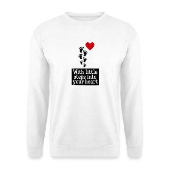Avec de petits pas dans ton cœur ❤️ - Sweat-shirt Unisexe - blanc - Devant
