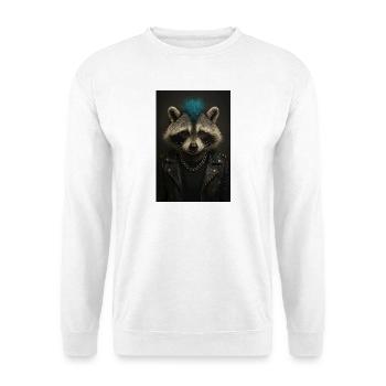 Punk-Waschbär im Lederjacke - Unisex Pullover - Weiß - Vorne