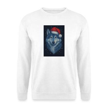 Nordic wolf in a Christmas hat - Unisex Sweatshirt - white - Front