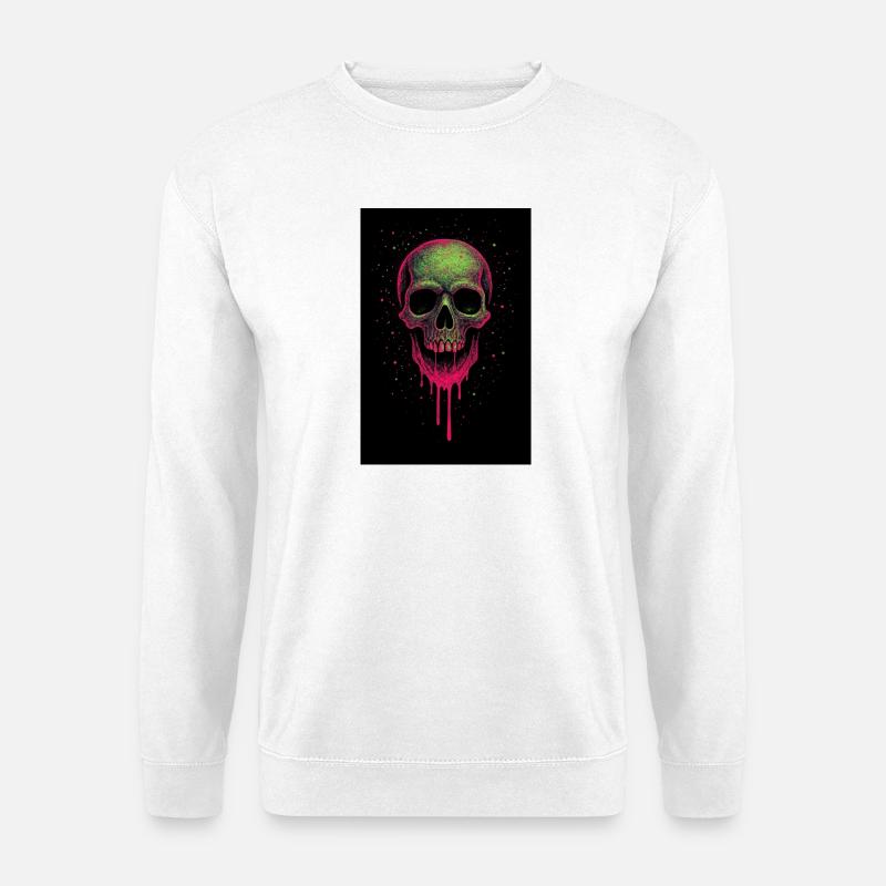 Deathhead – Psychedelic Neon Skull - Unisex Sweatshirt - white