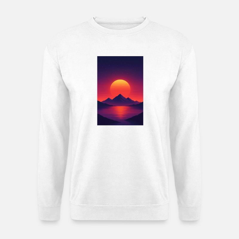 Sonnenuntergang über Alpensee - Unisex Pullover - Weiß