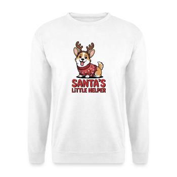 Christmas Corgi – funny dog with antlers and pooh - Unisex Sweatshirt - white - Front