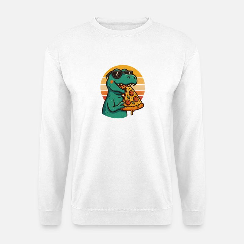 Pizza Saurus Retro - Unisex Pullover - Weiß