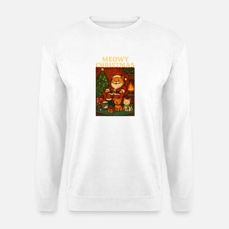 Weihnachtskater und die Weihnachtskätzchen - Unisex Pullover - Weiß
