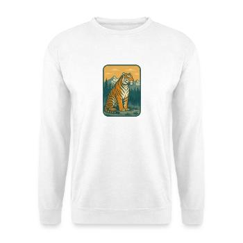 Tiger in the Mountains Retro Motif - Unisex Sweatshirt - white - Front