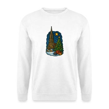 Marché de Noël d’Ulm avec la cathédrale d’Ulm - Sweat-shirt Unisexe - blanc - Devant