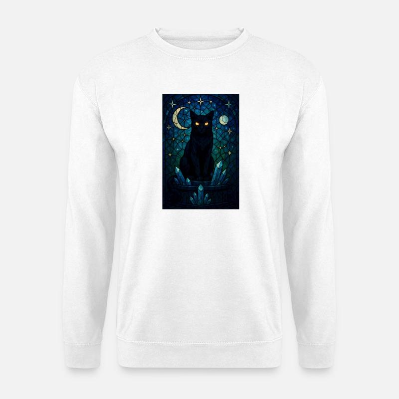Mitternachtskatze Kristallprisma - Unisex Pullover - Weiß