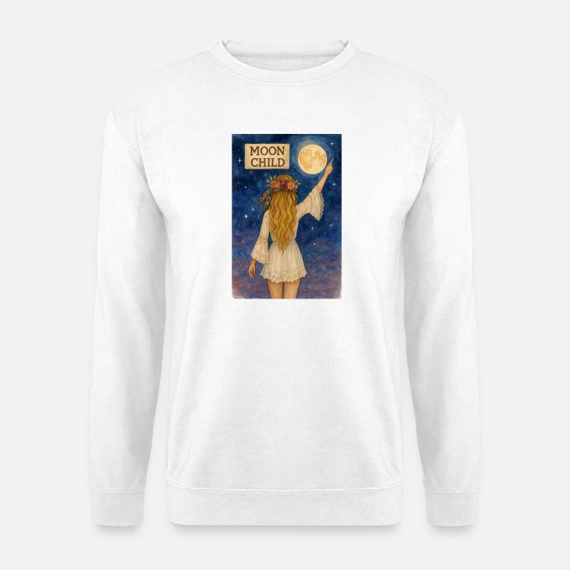 Mondkind mit Blumenkranz - Unisex Pullover - Weiß