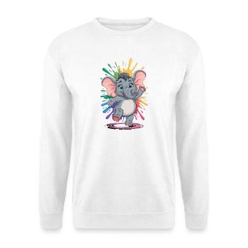  Niedlicher Tanzender Baby Elefant Mit Regenbogen - Unisex Pullover - Weiß - Vorne
