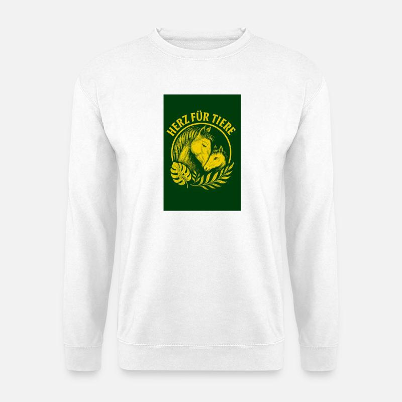 Herz Für Tiere Pferdeemblem - Unisex Pullover - Weiß