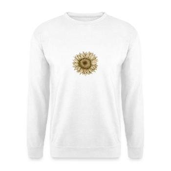 Sonnenblume Vintage Skizze - Unisex Pullover - Weiß - Vorne - Alina (178cm) & Michal (187cm)