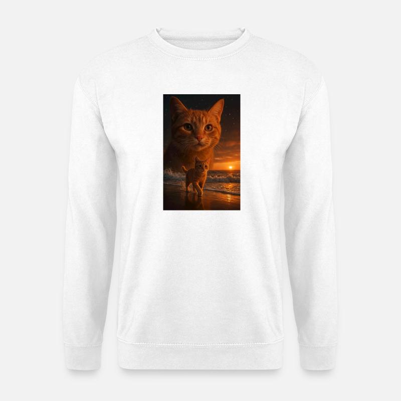 Sonnenuntergang Katze Doppelblick - Unisex Pullover - Weiß