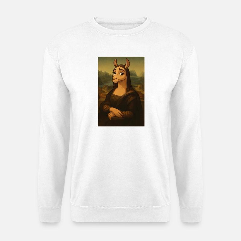 Lama Mona Lisa Rätselhaft - Unisex Pullover - Weiß