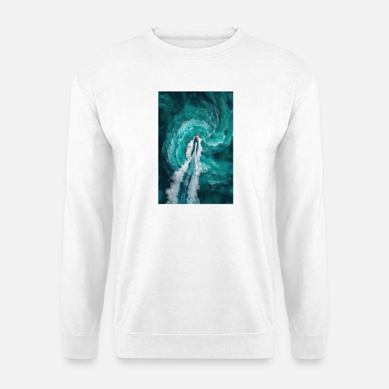 Spiralförmiges Ozean-Kielwasser - Unisex Pullover - Weiß