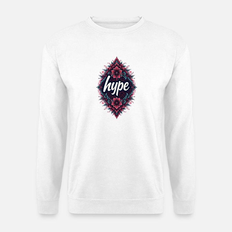 Lebendiges florales Mandala - Unisex Pullover - Weiß