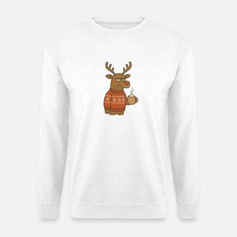 Rentier mit Becher - Unisex Pullover - Weiß