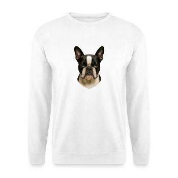 Französische Bulldogge Porträt | Bostonterrier - Unisex Pullover - Weiß - Vorne