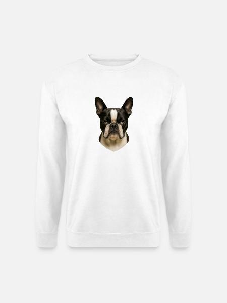 Französische Bulldogge Porträt | Bostonterrier - Unisex Pullover - Weiß
