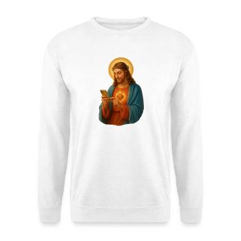 Heiliges Herz am Smartphone - Unisex Pullover - Weiß - Vorne