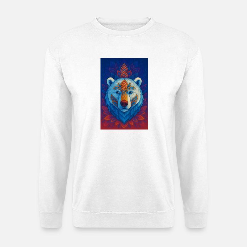 Blauer Bär Mandala - Unisex Pullover - Weiß