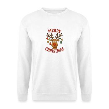 Hirsch Rudolph Frohe Weihnachten süß - Unisex Pullover - Weiß - Vorne