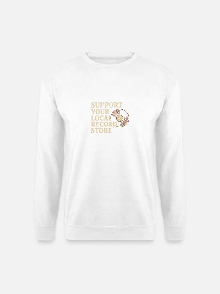 Unterstützen Sie das Vinyl-T-Shirt des lokalen Plattenladens - Unisex Pullover - Weiß