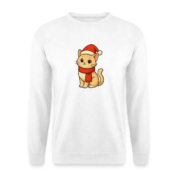 Winterkatze mit Santa Hut - Unisex Pullover - Weiß - Vorne