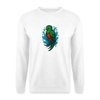 Grüner Quetzal-Vogel mit blauem Aquarell - Unisex Pullover - Weiß - Vorne