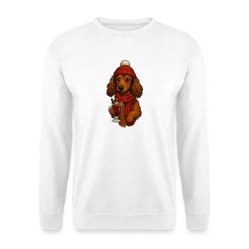 Winter warmth dog with drink - Unisex Sweatshirt - white - Front