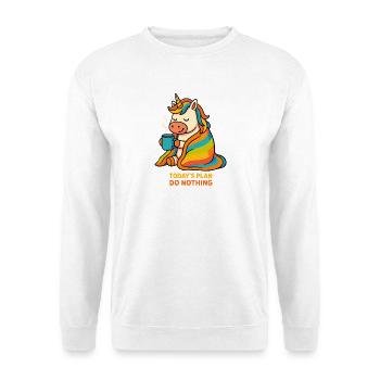 Lazy Unicorn – Der heutige Plan, nichts zu tun T-Shirt - Unisex Pullover - Weiß - Vorne